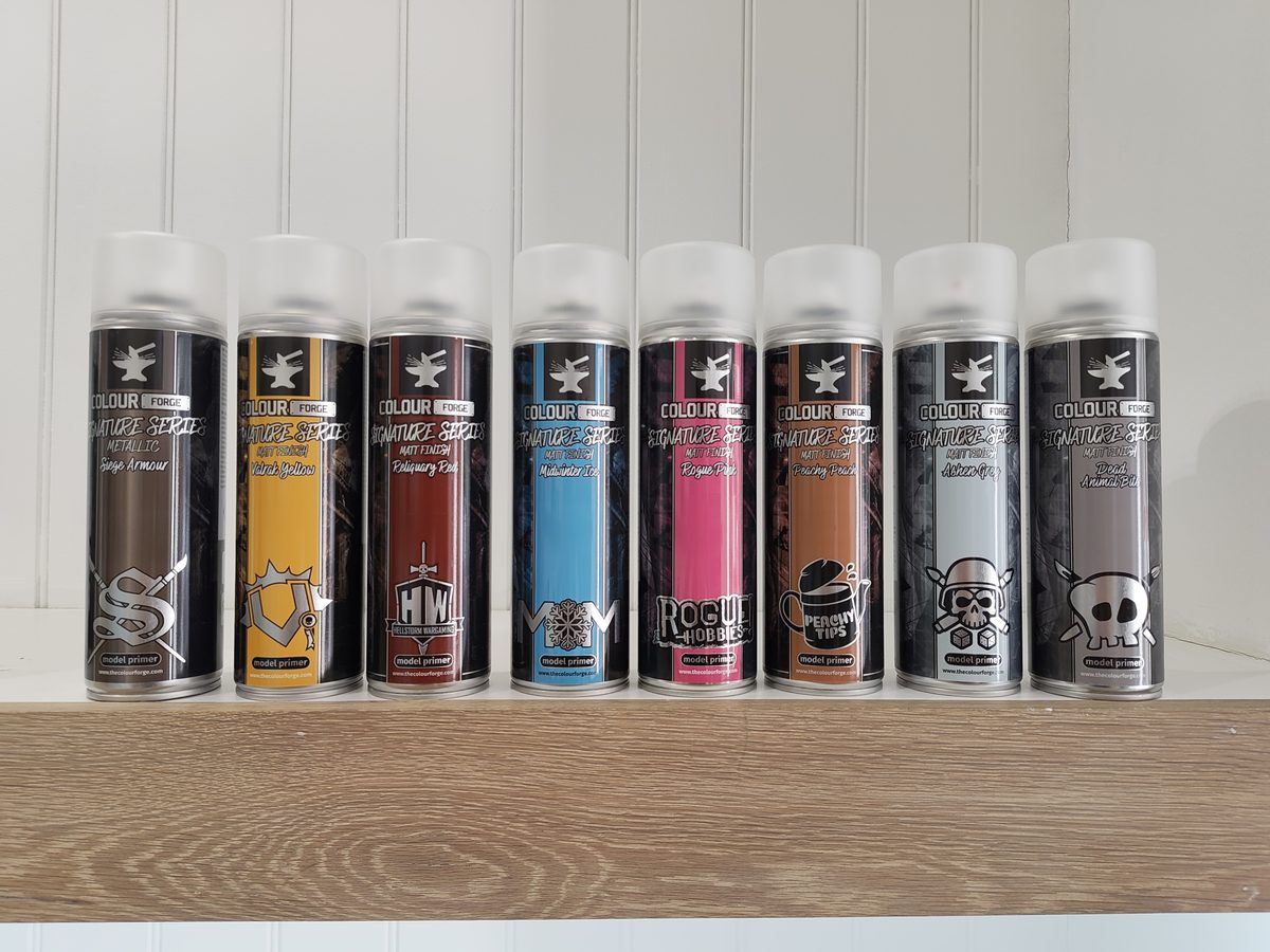 Colour Forge signature series spray primer cans at Physibles Jersey exclusive stockist