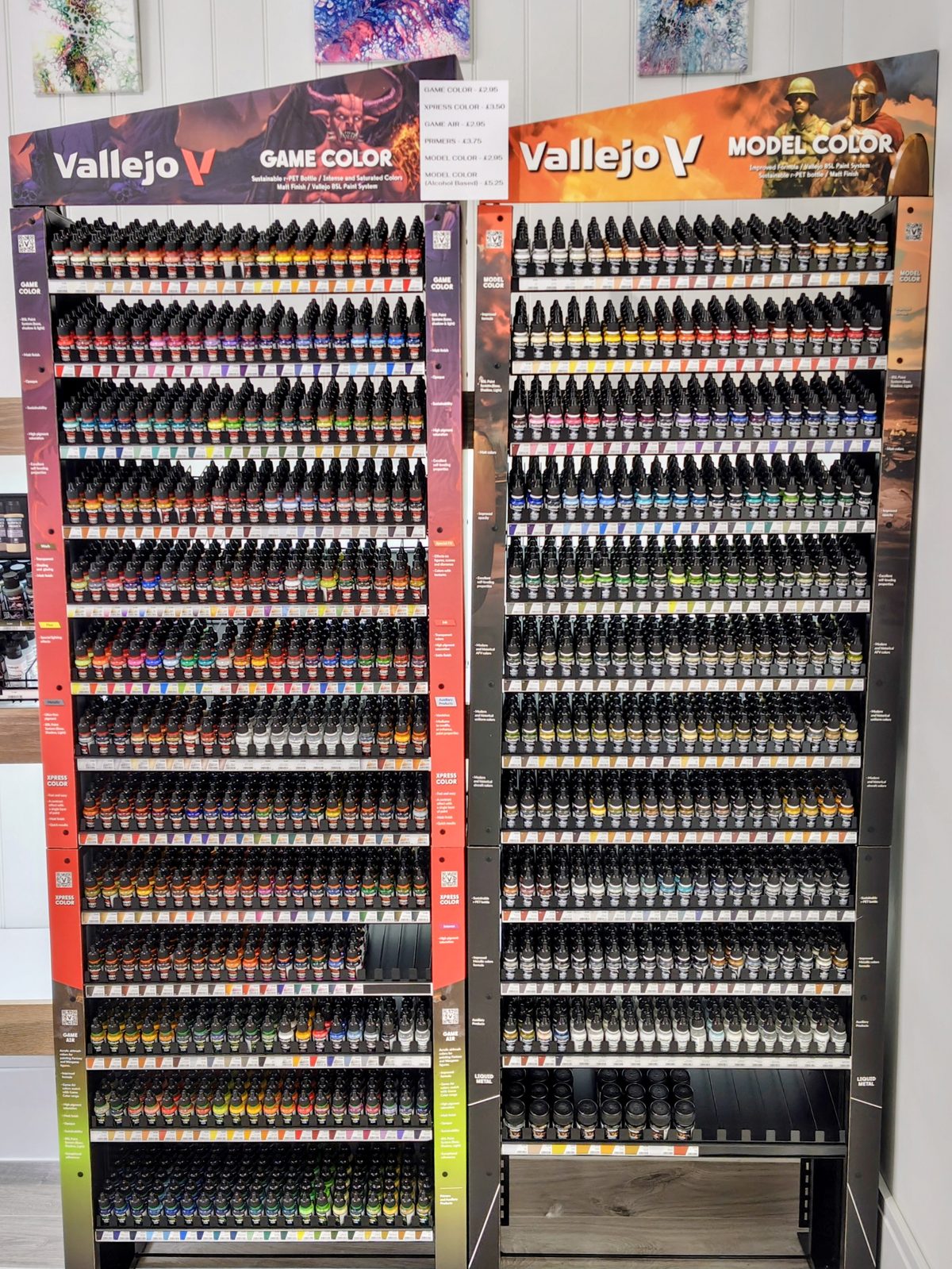 Vallejo paint stands inside Physibles hobby shop Jersey